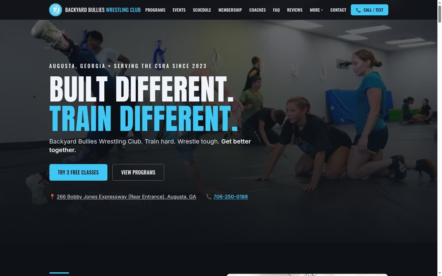 A branded small-business launch page built by grndlvl, shown in a browser